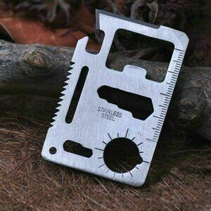 2 pack Stainless Steel Credit Card Tool 11 in Multi Pocket Survival Camping Emer